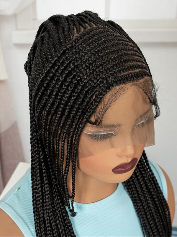 30 Inch Full Lace Cornrow Wig, Soft Breathable Handmade Wave Style, Natural Look, Multi-Functional Comfortable Hairpiece