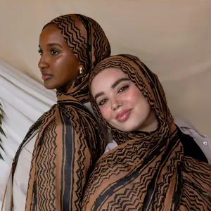 MH062  Keffiyeh Striped Chiffon Hijab solid color scarf instant Sheerhijabs Casual