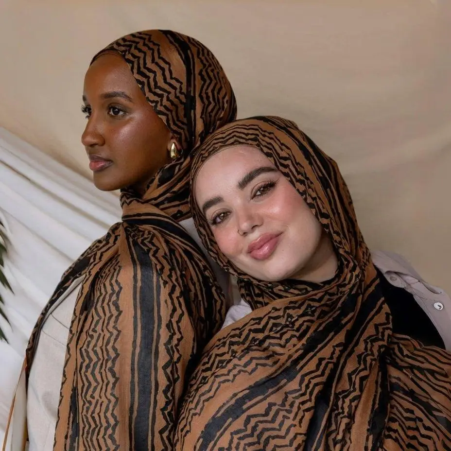 MH062 Keffiyeh Striped Chiffon Hijab solid color scarf instant