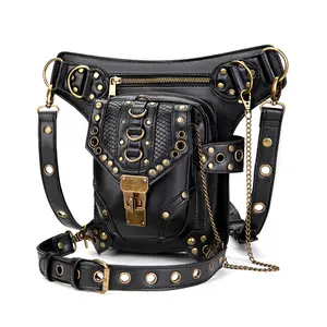CKWBG Halloween Steampunk Retro Motorcycle Lady Bag Rock Gothic Goth Shoulder Waist Bags Packs (CHANNEL)