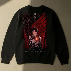 Levi Ackerman x Attack on Titan Manga Anime Double Sweatshirt & Hoodie Cotton Viral Anime Sweatshirt & Hoodie,perfect for streetwear gift for all, for Anime Fans and Lovers Fabric Menswear A