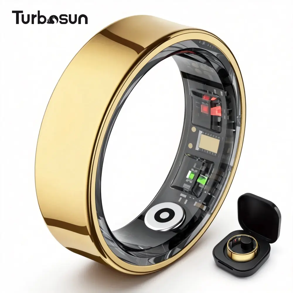 Turbosun Smart Ring – Body Temperature, Heart Rate, SpO2, Sleep Tracker with 5ATM Waterproof, No subscription fees, wireless charging box included
