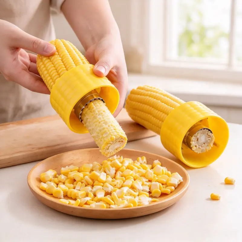 Handheld Stainless Steel Corn Stripper with Collection Cup, Quick Corn Remover Kitchen Gadget, Easy Prep Tool for Home Cooking & Daily Meal Making
