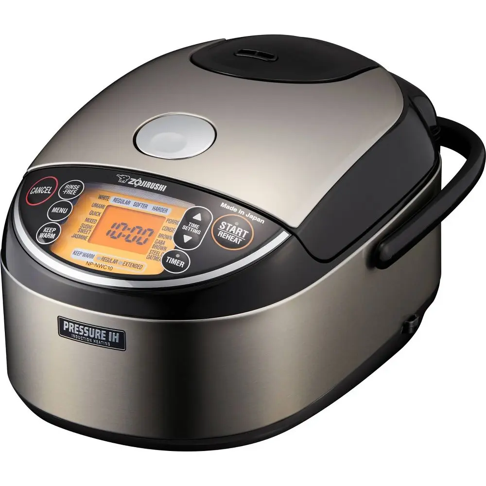 Zojirushi NP-NWC10XB Pressure Induction Heating Rice Cooker & Warmer, 5.5 Cup (Uncooked), 11 Settings, Nonstick, 1240W, AI (Artificial Intelligence), Advanced Fuzzy Logic Technology, Porridge Function, 16.5 lbs, Hand Wash Compatible