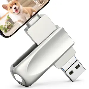 4 in 1 Flash Drive, Portable High Speed USB 3.0 Memory Storage, USB Storage OTG Photo Stick with Free Type-C Adapter for Android Smart Phones, PC and More Devices
