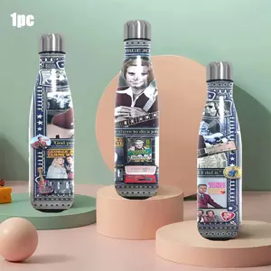 1pc 17.5oz Stainless Steel Travel Mug, Leak-Proof Dual-Layer Vacuum Insulated Coffee Cup, George Jones Theme Design for Picnic Camping Office Sports Travel