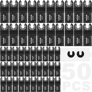 VEVOR 50PCS Oscillating Saw Blades, Universal Quick Release Oscillating Saw Blades, Multitool Tool Blades for Wood Plastic Aluminum, Fit Dewalt Bosch Milwaukee Hitachi Chicago Craftsman