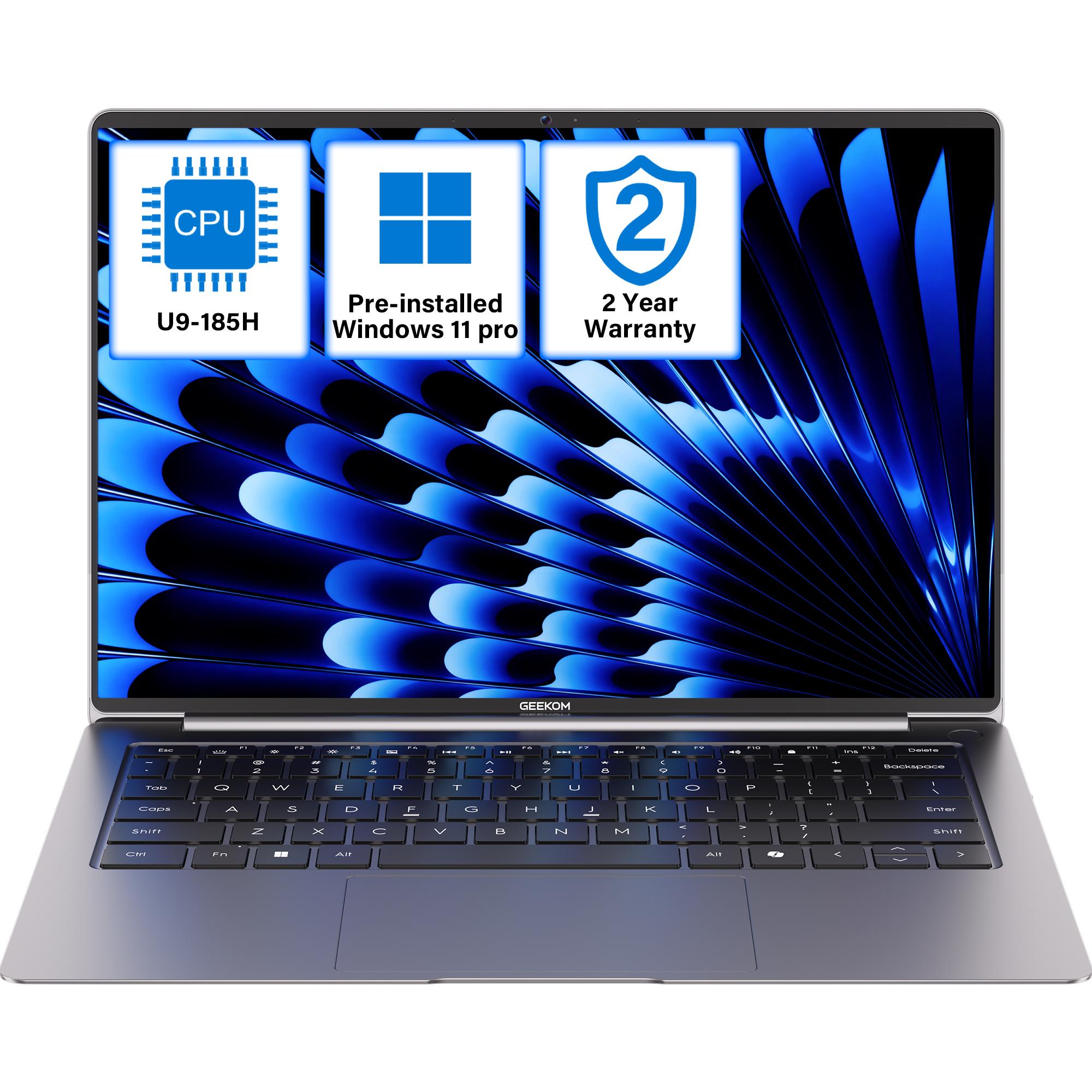 GEEKOM GeekBook X14 Pro 14” Laptop – Intel Ultra CPU, 32GB RAM, 1TB & 2TB SSD, 2.8K OLED, AI Performance, Lightweight, Extended 2-Year Warranty, Fast charging, Whisper-Quiet Cooling