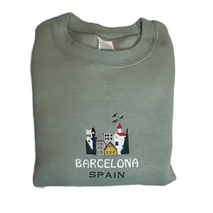Barcelona Spain Embroidered Crewneck