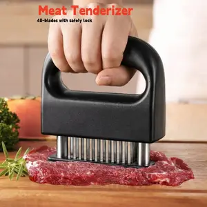 Meat Tenderizer Tool Heavy Duty 48 Blades with Safety Lock, Ultra Sharp Stainless Steel Needle Blades for Chicken Steak Beef Pork, Detachable Design Easy Clean, Large Ergonomic Handle for BBQ Home Kitchen Cooking
