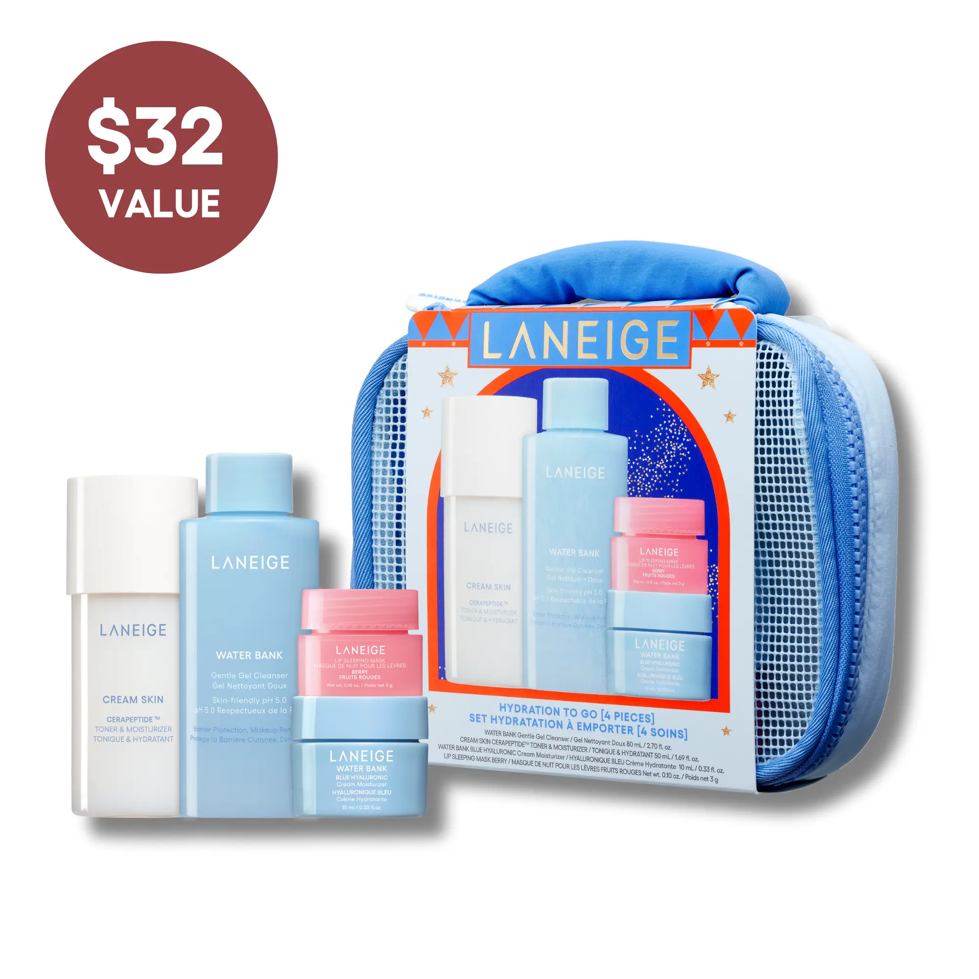 Laneige Hydration to Go Skincare Set, Hydrating, Gift Set