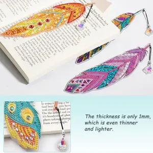 6-Pack DIY Feather Diamond Painting Bookmarks, Creative Crystal Tassel Bookmarks, Adult Stress Relief Craft Kit, Reading Lover Gift
