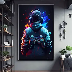1pc Canvas Poster, Modern Art, Gaming Console Poster, Video Game Wall Art, Digital Video Game Art, Game Room Decor, Ideal Gift For Bedroom Living Room Corridor, Wall Art, Wall Decor, Fall Decor, Room Decoration, No Frame Print Ornaments Artistic Photo