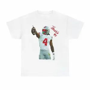 Jeremiah Smith Tee Wide Receiver Jeremiah Smith Tee Adult Sizing Size Up One Size For Oversize Fit 100% Cotton C0M