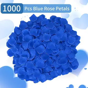 Uvaluefeet 1000 Pcs Artificial Fake Rose Petals Blue for Romantic Night Engagement Party Wedding Event Decorations Bulk