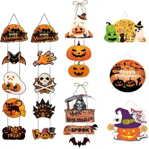 Halloween Door Decor Set, 7-Piece Spooky Wall Hanging Decor, Bats, Ghosts & Pumpkins Design, Indoor Outdoor Decoration for Parties