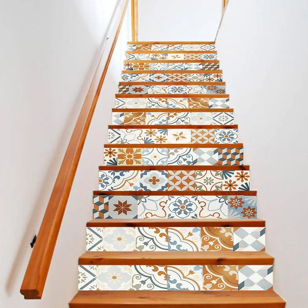 Stair sticker, tile sticker, Peel and paste stair sticker vinyl strip sticker sticker sticker waterproof removable wall sticker 100cm * 18cm * 13pcs/1 set