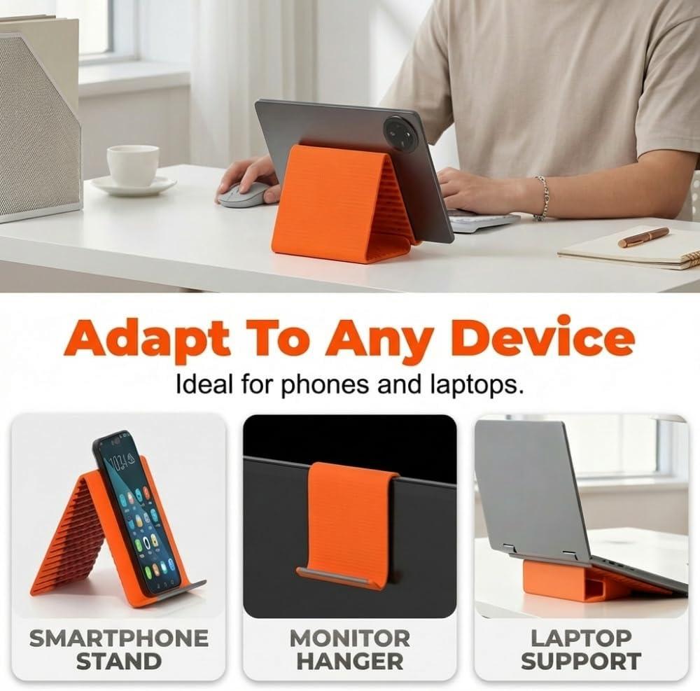 Portable Foldable Silicone Aluminum Phone Holder, 2026 New Flexible Silicone Phone Stand, Adjustable Airplane Phone Holder for Tablet Laptop Desk Travel Non-Slip Bed Office Treadmill