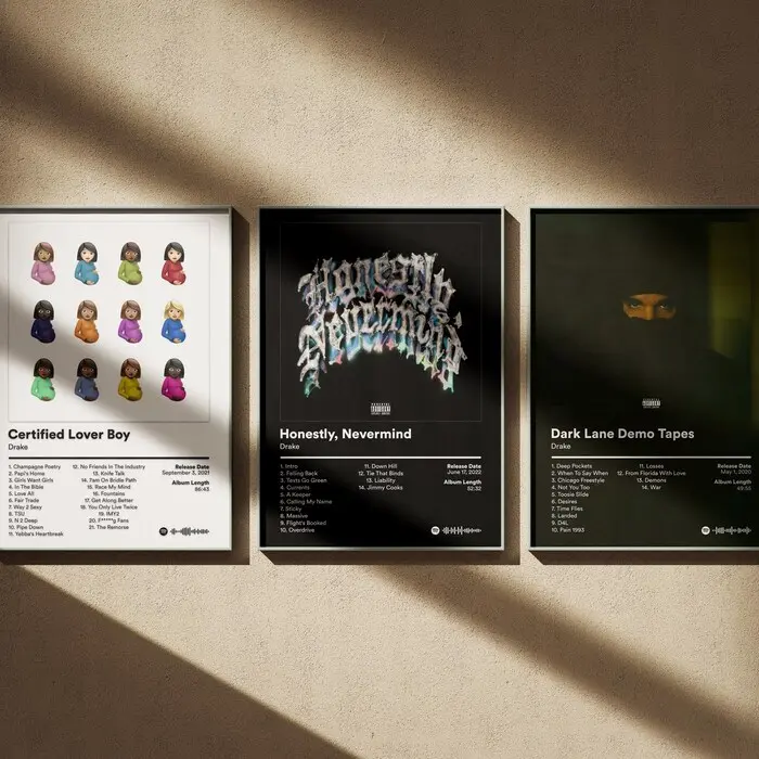 Drake Poster 3 Pack - Minimal  Art Prints - Album Cover Wall Decor Set #555