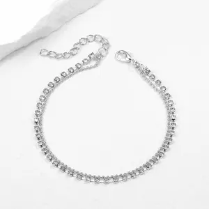 Female Dainty Layered Anklet - Trendy Dainty Minimalist Jewelry Accessories, Lightweight Fringe Fabric, Strass Cup Chain, Multi-Layer Bead, Geometric Alloy Anklet, Gold & Silver Options for Daily Wear