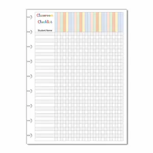 Classroom Checklist Refills for 9-Disc Medium Size (7 x 9.25 inches) Planners, Classic Teacher Planner Inserts