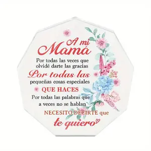 Floral Pattern Nonagon Acrylic Plaque Sign, Spanish Gratitude Message Tabletop Home Farmhouse Living Room Decor, Featherless Party Decoration, Novelty Desk Decor