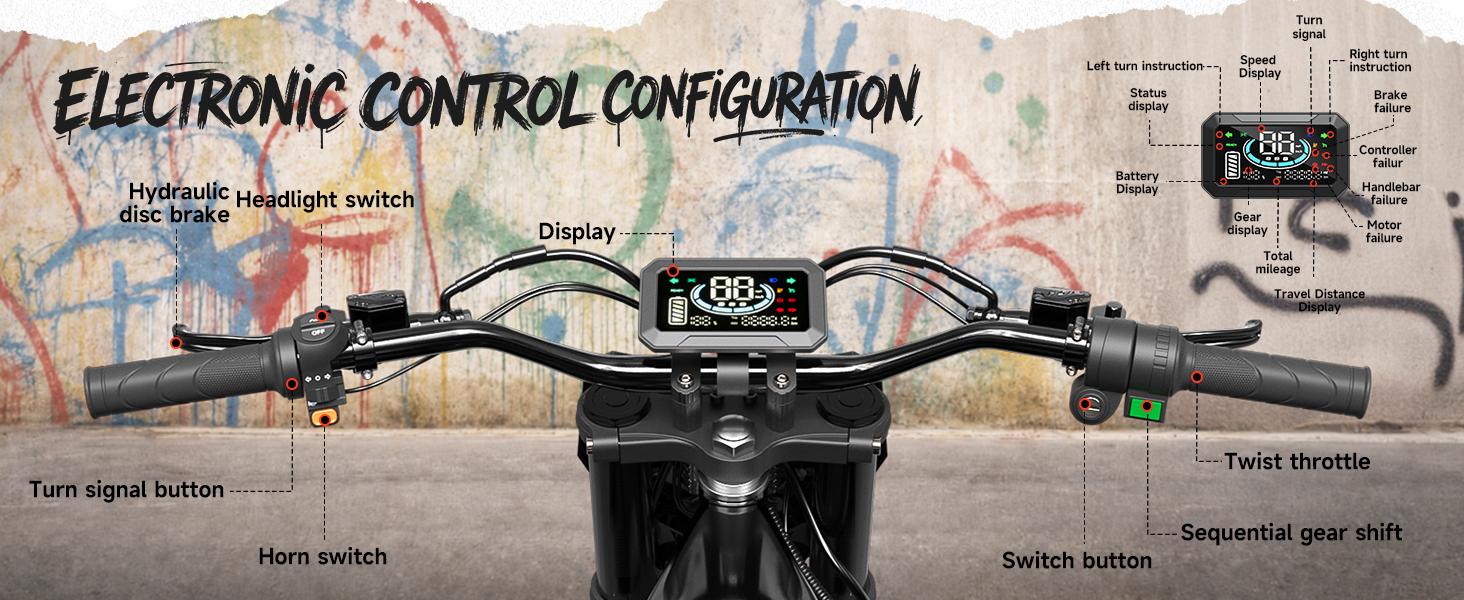 QRONGE X1 Spark Off-Roading Bicycle - 4500W Peak Mid-Drive eBike, 60V 28.8Ah, Up to 50MPH Speed & 60 Mi Range, 14"/12" Off-Road Tires, Adult Electric E-Bike, Mid-Drive eBikes