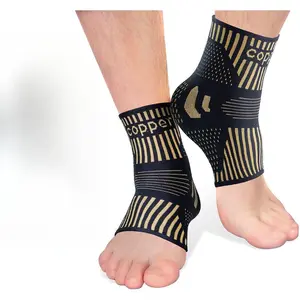 Copper Ankle Brace Support for Men & Women (Pair), Best Ankle Compression Sleeve Socks for Plantar Fasciitis, Sprained Ankle, Achilles Tendon, Pain Relief, Recovery, Sports