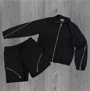Rebel - SET - Zipper Nylon Shorts & Jackets - Black - 901501