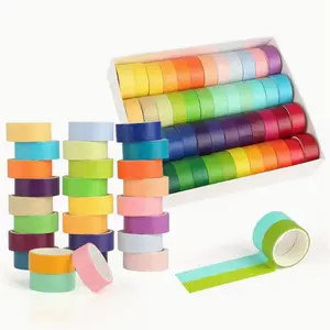 Washi Tape, 48 Rolls Colorful Tape Set, Rainbow Colors Masking Tape, DIY Craft and Decoration Paper Tape Suitable for Scrapbooking, Crafting, Art Lettering, Painting Planner (48 Colors)