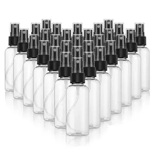 30 Pack 2 oz Fine Mist Mini Clear Spray Bottles with Pump Spray Cap with 2 funnels- for Travel, Perfumes - Refillable & Reusable Empty Plastic Bottles Travel Bottle