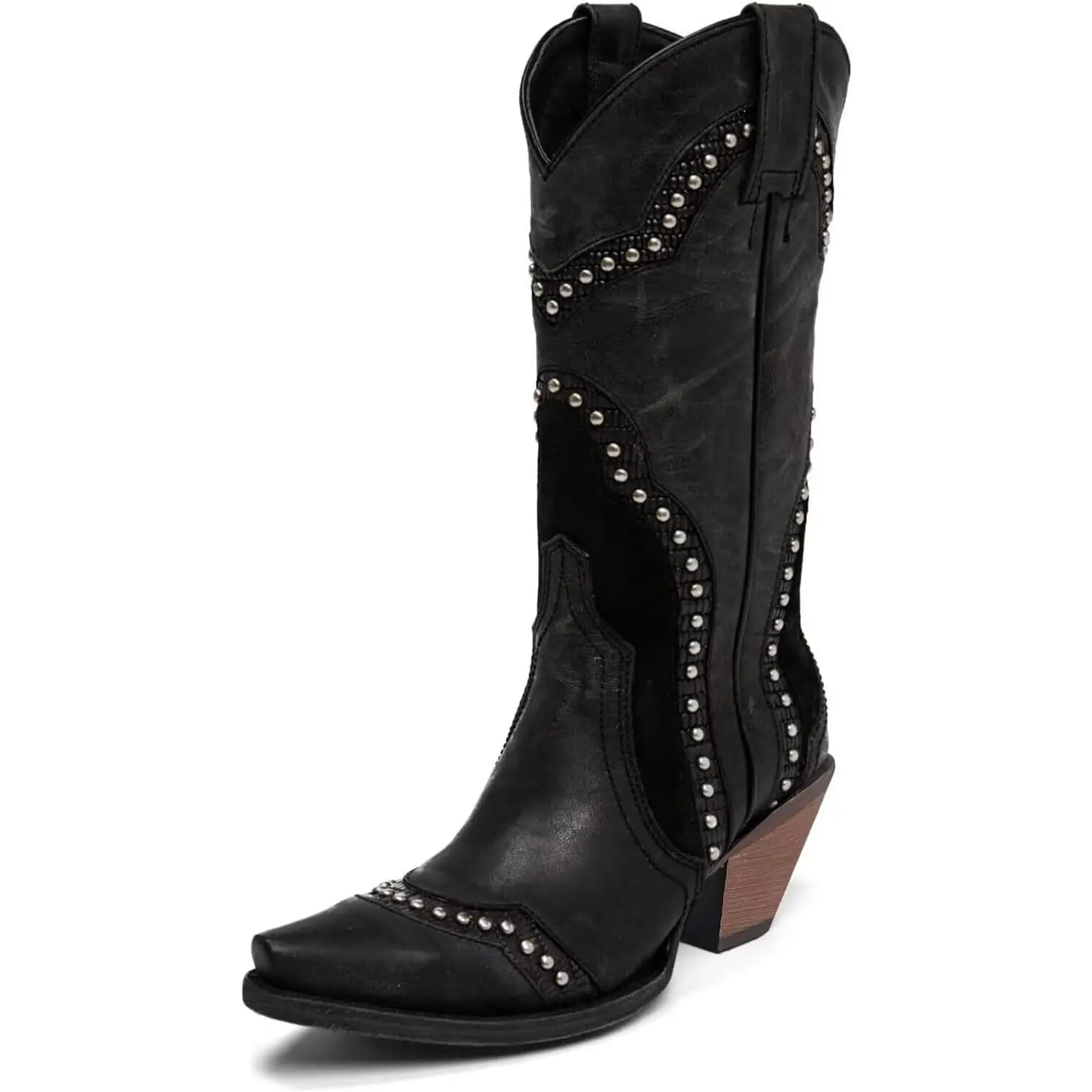Women's Black Western Faux Leather Mid-Calf Cowboy Boot - Classic Studded, Pointed Toe, Chunky Heel, Pull-On, Padded Soft, Rubber Sole Shoe for Wedding, Dress Occasions - TikTok Shop Women's Black Western Faux Leather Mid-Calf Cowboy Boot - Classic Studded, Pointed Toe, Chunky Heel, Pull-On, Padded Soft, Rubber Sole Shoe for Wedding, Dress Occasions - TikTok Shop