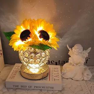 Bedroom Sunflower LED Flower Lantern -3 types of color changing mood lights, 1200mAh battery wireless touch bedside table decoration, dimmable lighting gift Cheerful (TikTok viral home decoration) Inviting mood  lights nightstand lamp