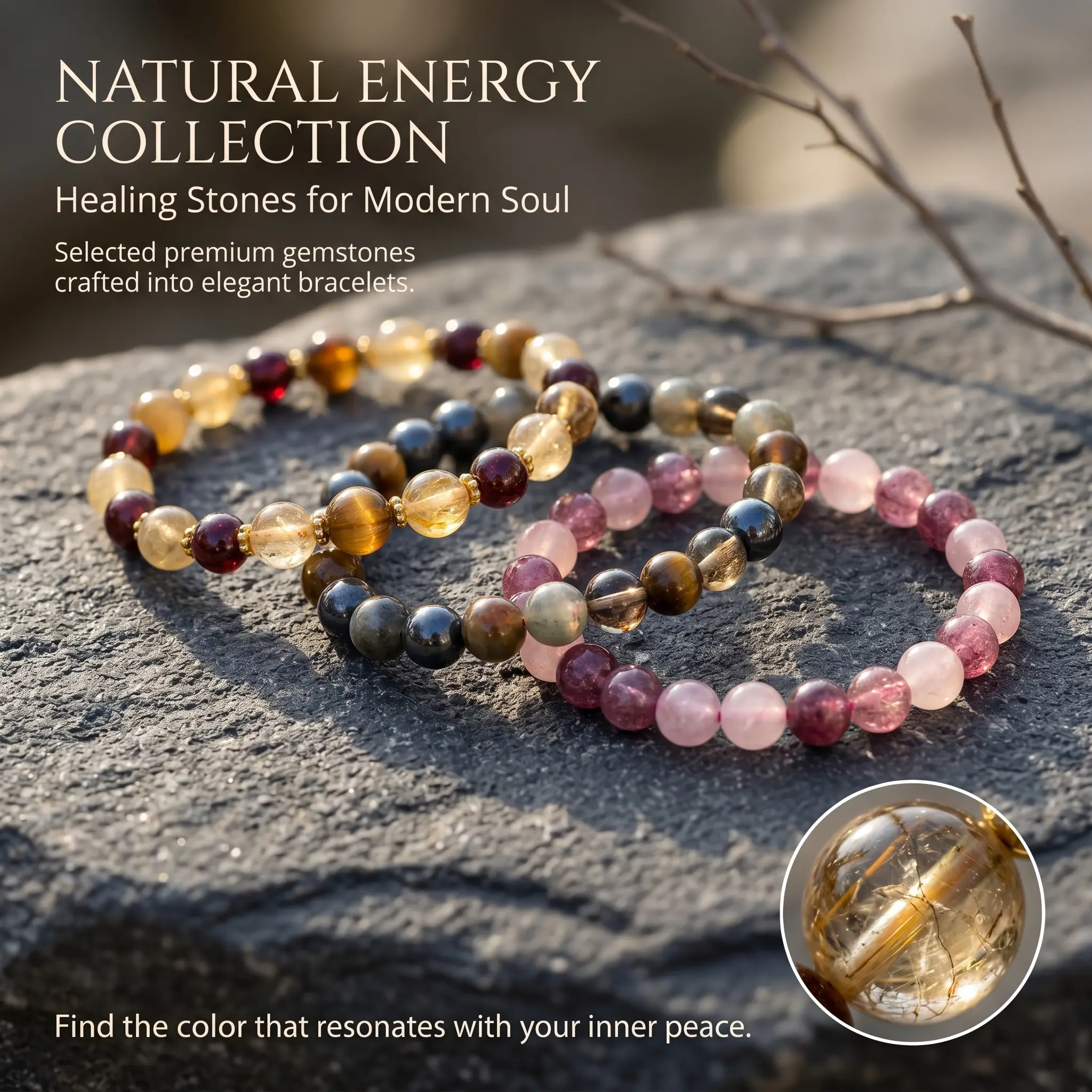 Buy one and get another one randomly for free The Whisper of the Earth Tiger's Eye Smoky Quartz & White Crystal Trio for Harmonious Energy and Serene Environment Decorative Stones Enhance Your Space with Natural Beauty and Calmness