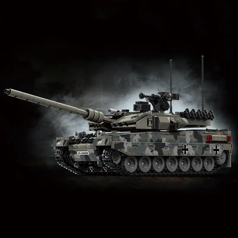1009PCS Leopard 2A7 Heavy Tank Bricks Toys 360 ° Rotating Turret Assembly Military Armored Car Creative Building Blocks Model Ornament Gifts For Kids Adult Building Blocks Set, Building Block Kit, Building Sets