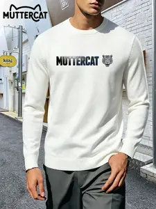 Men's Streetwear Sweater with Color Block Print