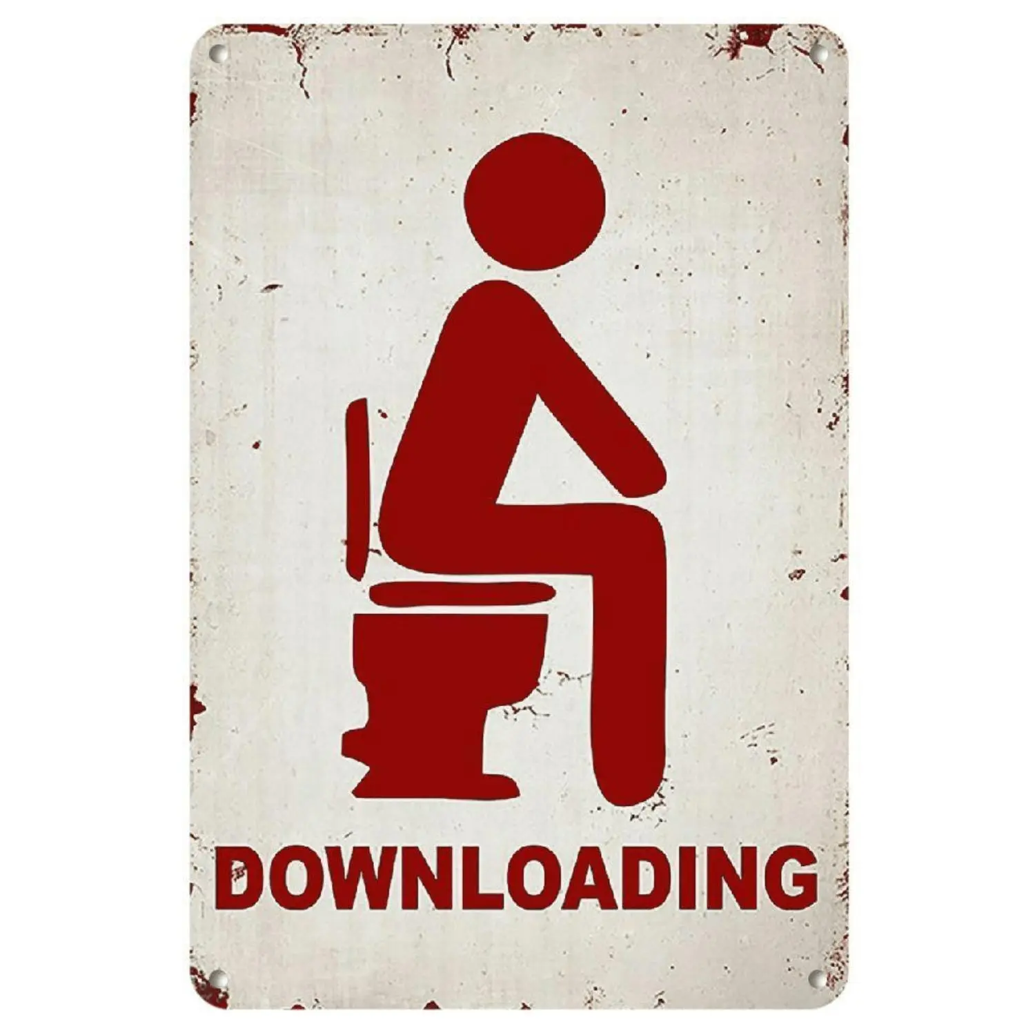 Funny Comedy 'Downloading' Rigid PVC Metal Decorative Sign - Vintage 2D Flat Wall Decor, Waterproof, Dustproof, No Electricity Needed, 1 Size Novelty Decor for Bathroom