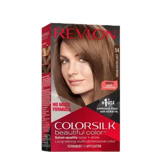 Revlon Colorsilk Beautiful Color Permanent Hair Color 54 Light Golden Brown - 100% Coverage, Long-Lasting Multi-Dimensional Formula Haircare