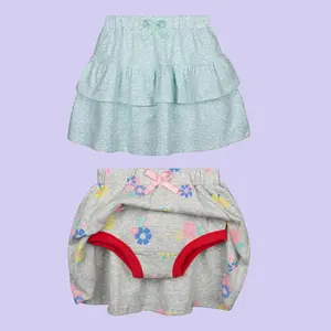 Girls' Potty Training Skirted Underwear – Soft 2-Pack Diaper Shorts with Ruffles for Toddlers