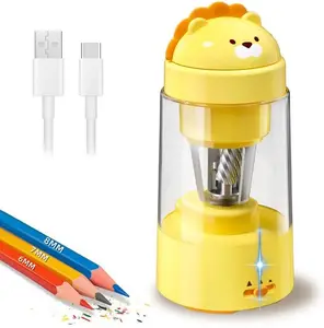 Fully Automatic Pencil Sharpener Lion Pencil Sharpener for Colored Pencils Auto in & Out Rechargeable Portable Pencil Sharpeners for No.2/Colored Pencils(6-8mm) Classroom/Office/Home