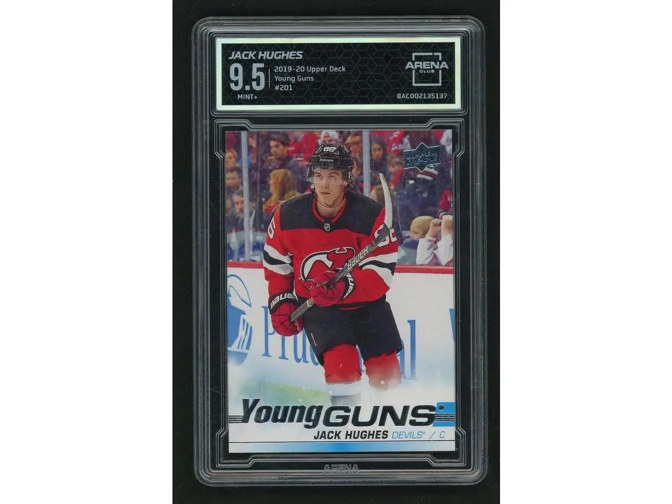 2019 Upper Deck #201 Jack Hughes Young Guns Arena 9.5