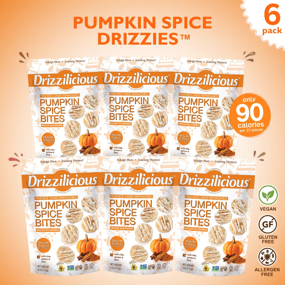 NEW! 6 Pack Drizzilicious Pumpkin Spice Mini Rice Cakes - 4oz Bags