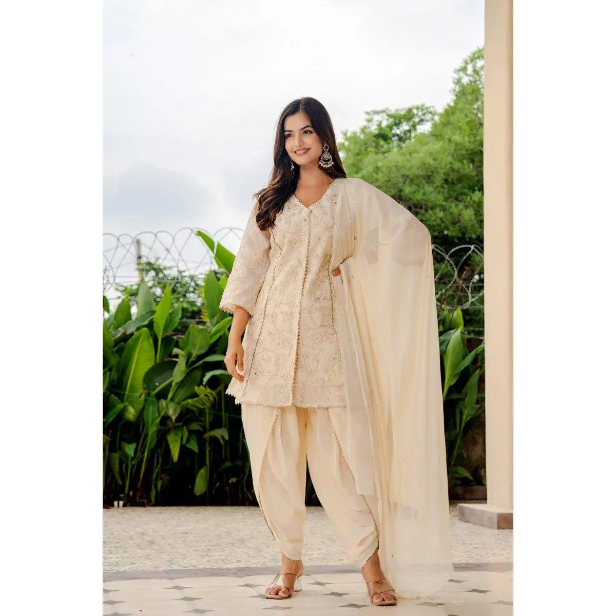 Women's Cotton Embroidered Kurti Set