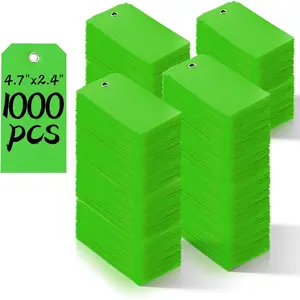 1000 count 4 3/4" x 2 3/8" Green Plastic Shipping Tags, , Writable, Reinforced Hole, Luggage Tags for Equipment,