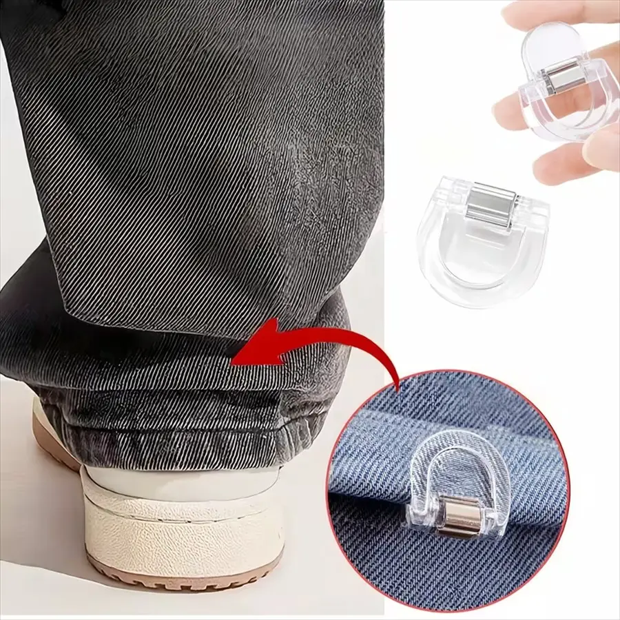 Invisible Clip Leg Shortener, Prevents Pants Bottom Dragging, Hidden Closure Device, No Seam, No Visible Seams, Waterproof, Durable, Unisex, Suitable for Jeans and Trousers, Home, Travel, Outdoor Camping, Unisex Design, Ideal for Jeans and Trousers
