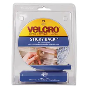 Hook Eye Adhesive  Sticky-Back Hook and Loop Dot Fasteners with Dispenser .63 Inch White 75-Pack, Strong Adhesion, Fastening Dots, Self-Adhesive