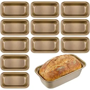 12 Pcs Mini Loaf Pans Small Banana Bread Tins 6.2 x 3.5 x 1.85 inch Nonstick Carbon Baking Bread Pan Nonstick Tiny Meatloaf Pan Small Baking Pans for Oven Air Fryer