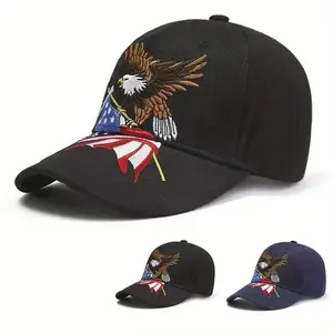 Unisex USA US Flag Eagle Embroidered Baseball Cap Outdoor Sport Adjustable Sunscreen Leisure Hat Spring Autumn Travel Tourism Beach Vacation