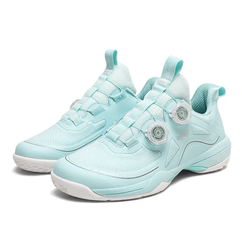 Unisex Dual Rotary Knob Badminton Shoes, Pastel Breathable Mesh Non-Marking Indoor Court Sneakers for Men Women, Anti-Torsion Shock Absorbing Training Footwear for Tennis Volleyball