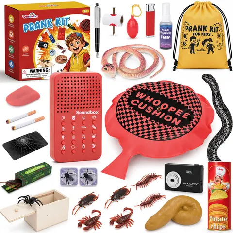 Dreamon Kids' Prank Props Kit, 20 Lights and Sound Functions Gag Toys & Practical Jokes with Sound Effects Machine, Creative Prank Gift Quirky Gifts for Ages 6+ Years, April Fools Party Supplies